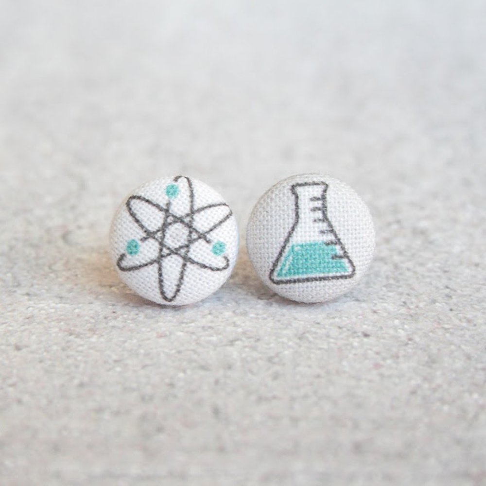 NWT Science Themed Fabric Button Earrins